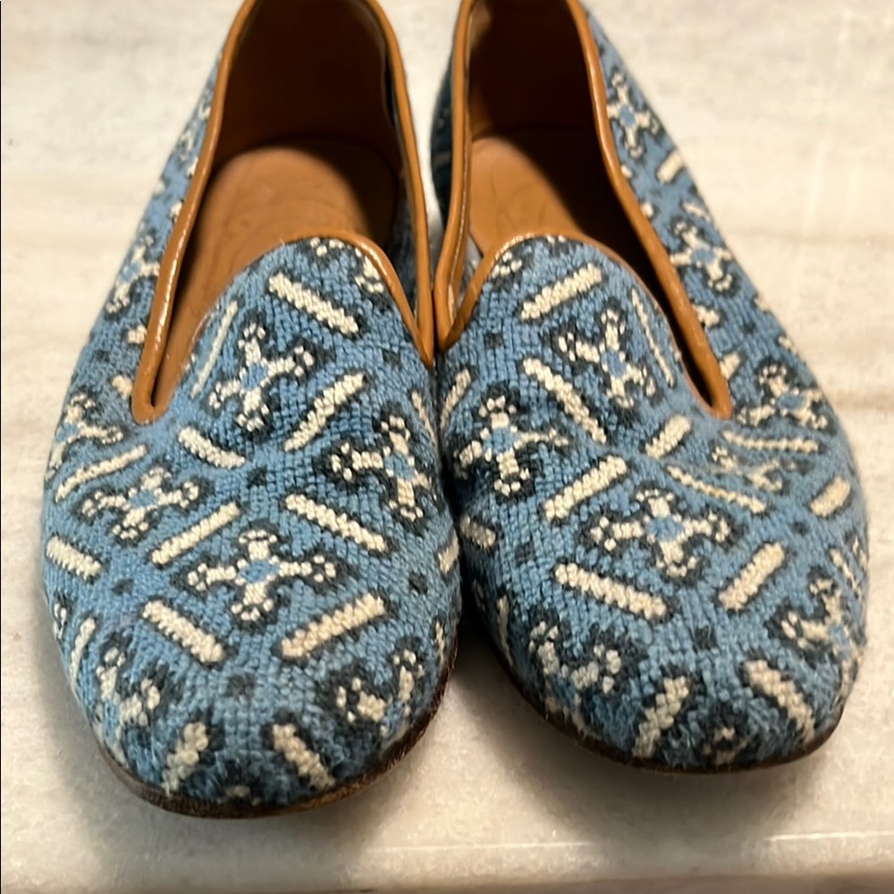 Blue Patterned Women’s Slip-On Flats